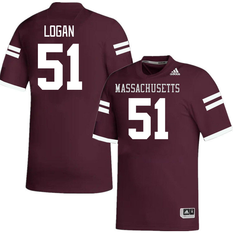 Massachusetts Minutemen #51 Kevin Logan College Football Jerseys Stitched-Maroon